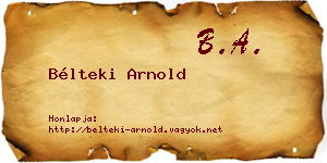 Bélteki Arnold névjegykártya